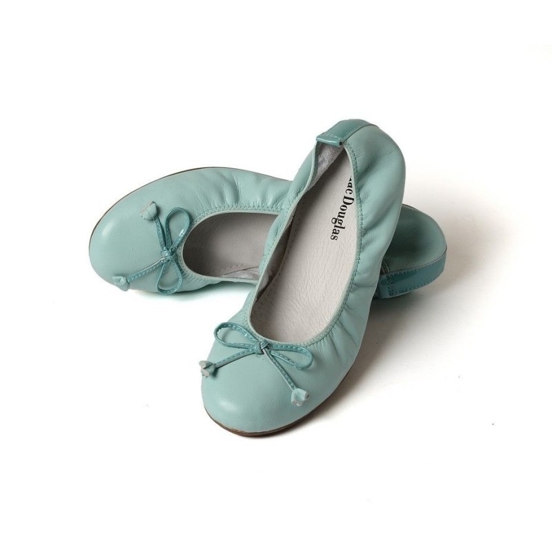 Ballerines Eliane, cuir d'agneau vert amande