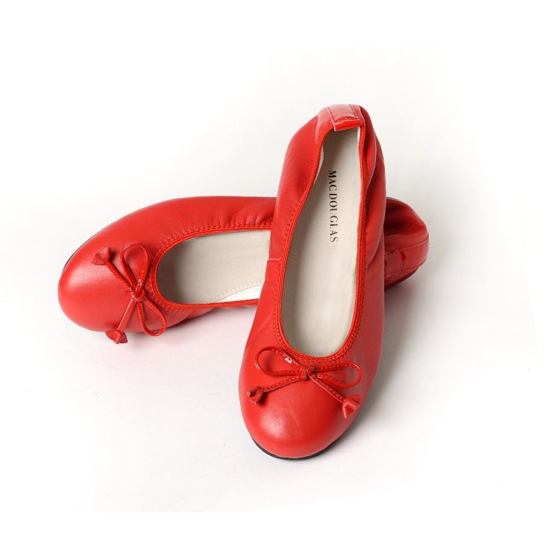 Ballerines Eliane, cuir d'agneau rouge