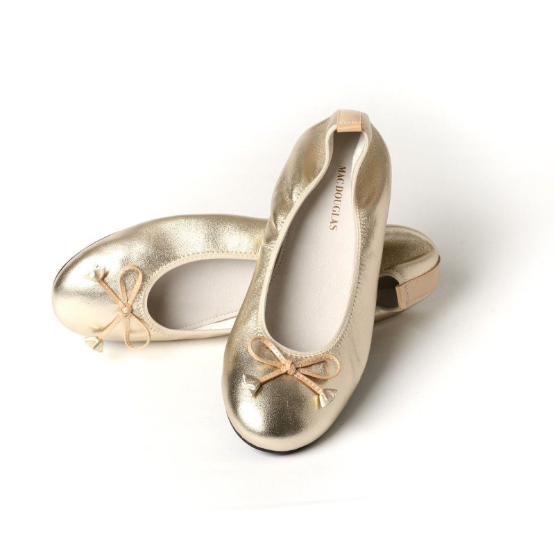 Ballerines Eliane, cuir d'agneau sable métallisé