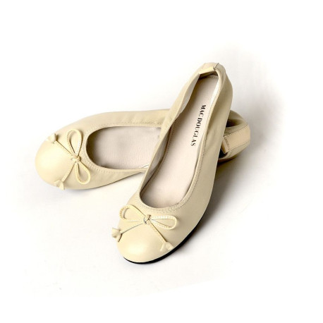 Ballerines Eliane, cuir d'agneau écru